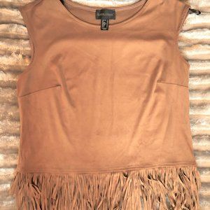 NWOT FRANK LYMAN DESIGNS MICROSUEDE FRINGE CAMI